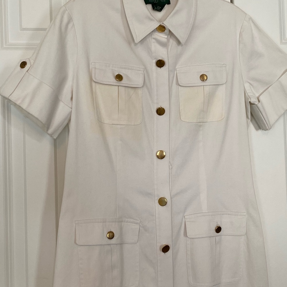 Ralph Lauren Button Up Cotton Dress, White, Size 6 - Picture 13 of 16